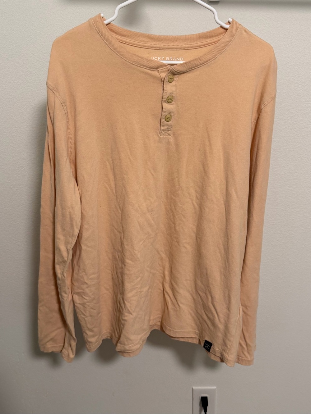 Lucky Brand Men's Long-Sleeve Henley in Light Peach